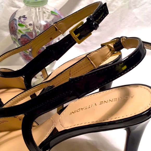 ADRIENNE VITTADINI SOFT LEATHER BLACK BUCKLED STRAP HEELS - Picture 10 of 11